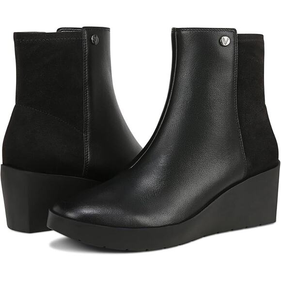 Vionic Women's 7M Black Nappa Leather Skylar Wedge Ankle Bootie Classy LB13-12 - Picture 1 of 7